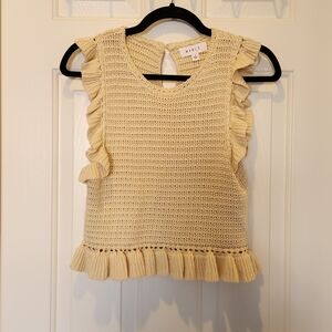 Petal & PupChic Cream Knit Ruffle Top